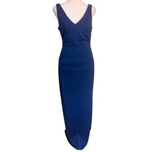 Nicole Miller Blue V-neck & Back Sheath Evening Gown Size 6 NWT